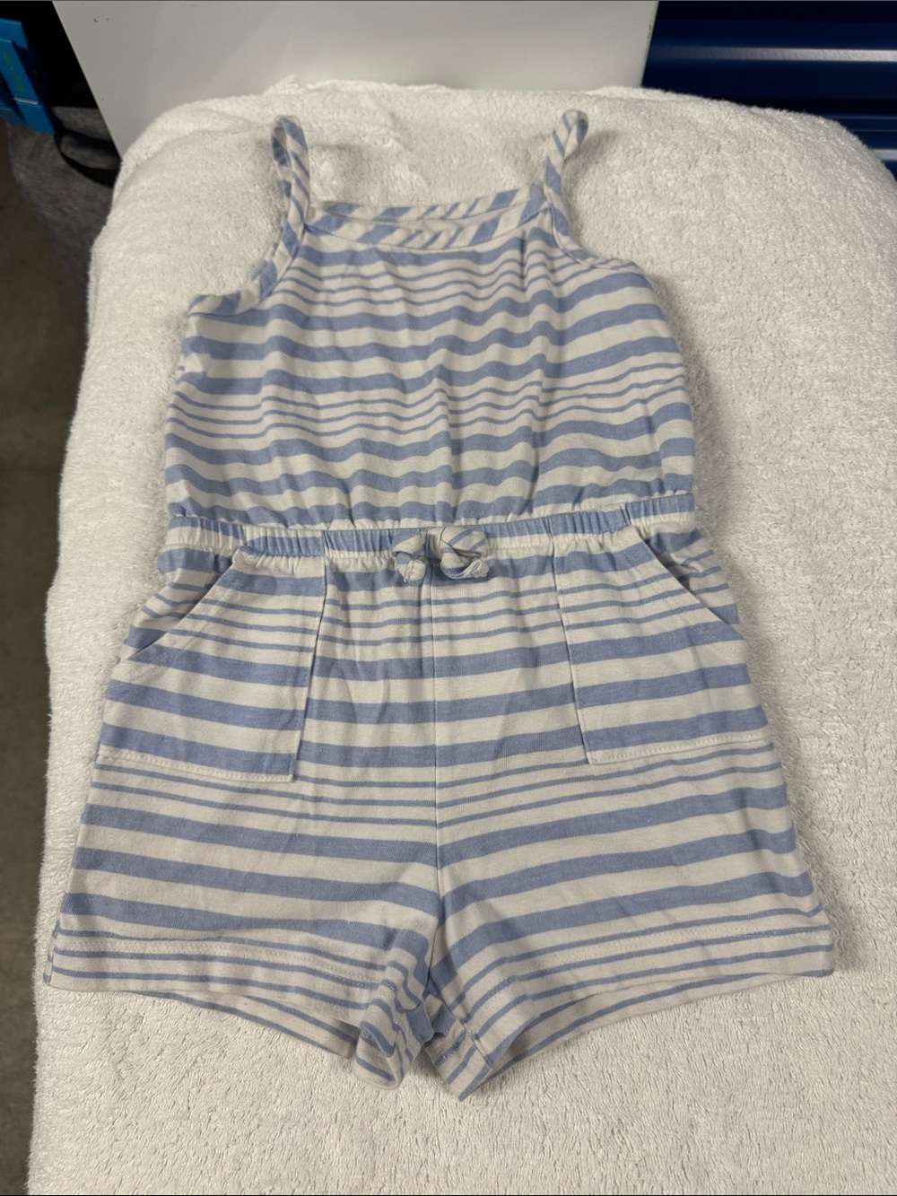 wonder nation Blue and White Striped Girls' Romper